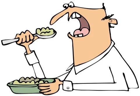 Man eating mush Stock Illustration