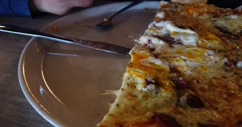 The man eating pizza Stock Footage 170257179