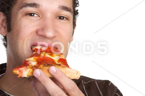 Man eating pizza Stock Photos