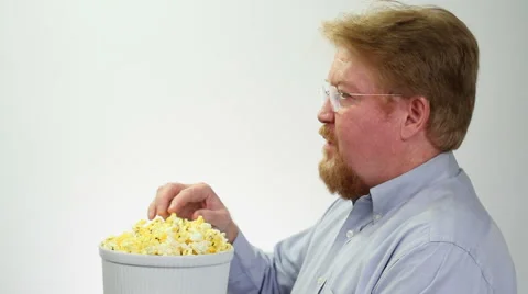 Man Eating Popcorn Stock Footage 46029418