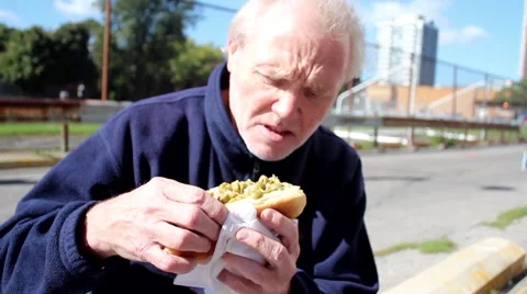 Man Eating A Sausage Stock Footage 42705866