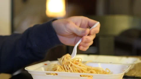 Man Eating Take Out Видео 1072375