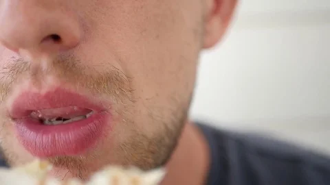 The man eats a delicious meal in pita bread with chicken. 1920x1080. full hd Stock Footage 78537473