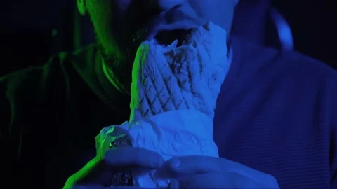 A man eats a delicious shawarma Stock Footage 200837045