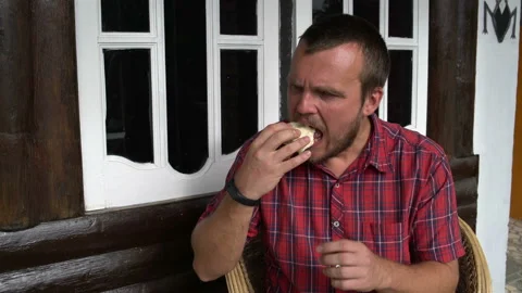 A man eats durian with his hands Stock Footage 91846546