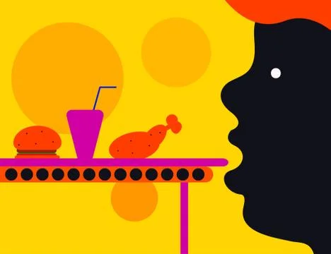 Man eats fast food Stock Illustration