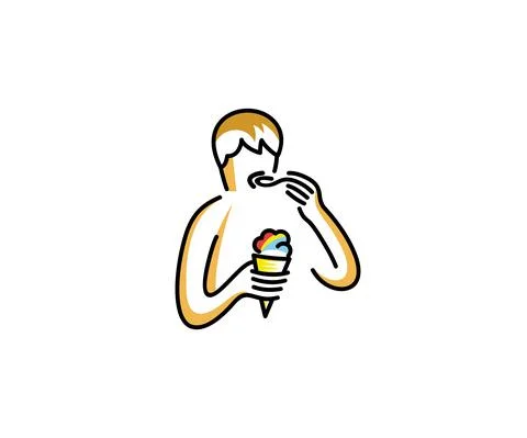 Man eats ice cream logo design Stock Illustration