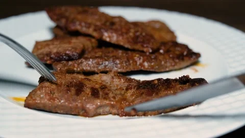 A Man Eats Meat and Rice 動画素材 195302612