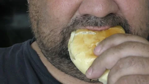 Man eats a pie. close-up Stock Footage 198504216
