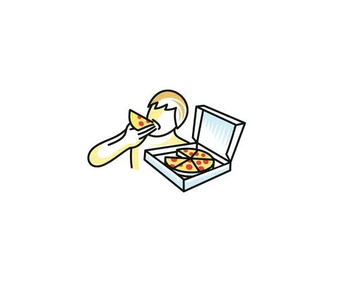 Man eats pizza logo design Stock Illustration