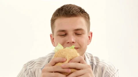Man Eats A Sandwich With Relish Video stock 51811772