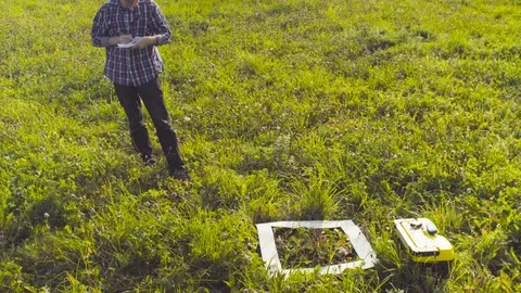 The man ecologist making notes in the diary Stock Footage 95315400