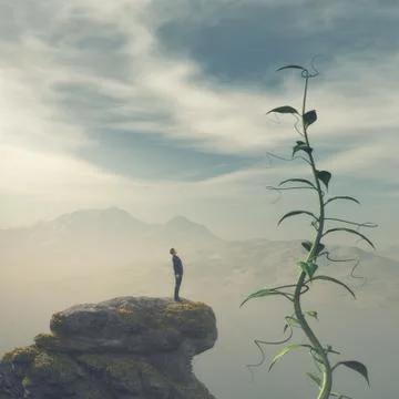Man on the edge of a cliff Stock Illustration