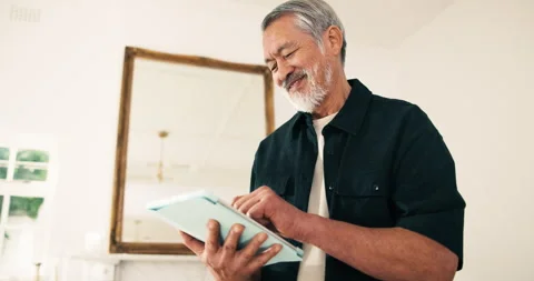 Man, editor and remote work at house with tablet, research and source consent Stock Footage 344267919