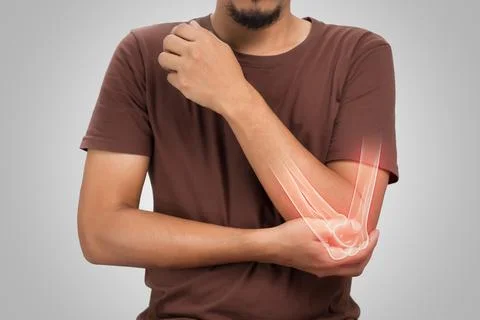 A man elbow bone ache. Stock Photos