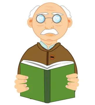 Man of the elderly age with book in hand Stock Illustration