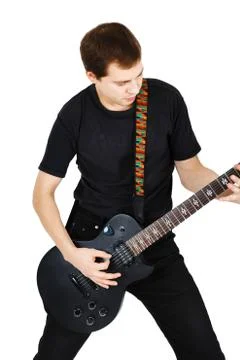 Man with an electric guitar Stock Photos