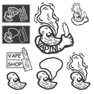 The man with an electronic cigarette in hands 스톡 일러스트