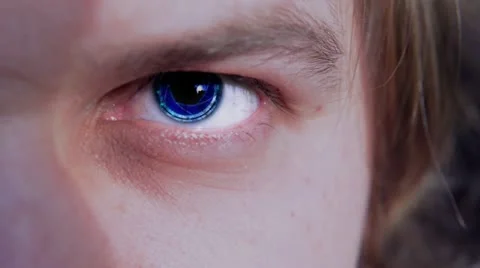 Man with an electronic eye. macro. closeup Stock Footage 21328352