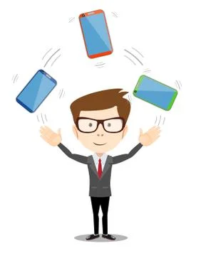 Man with an electronic gadget Stock Illustration