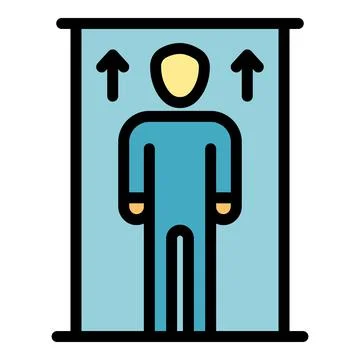 Man in elevator up arrows icon color outline vector Stock Illustration