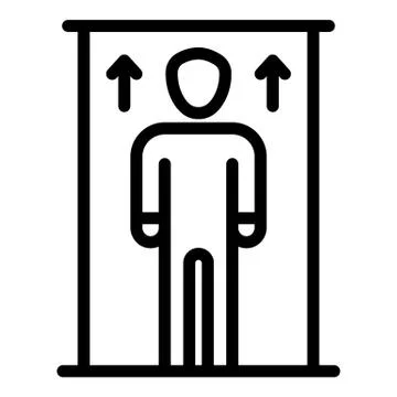Man in elevator up arrows icon, outline style Illustrazione stock