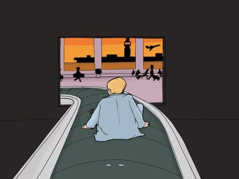 Man Emerging as Luggage Stock Illustration