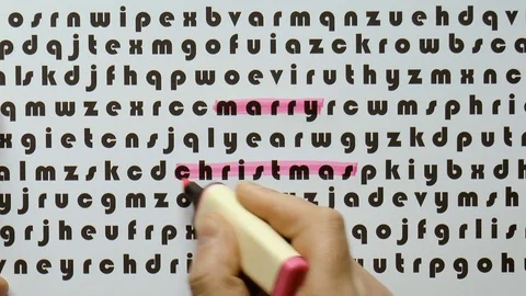 Man emphasizes purple marker Marry Christmas Stock Footage 80719644