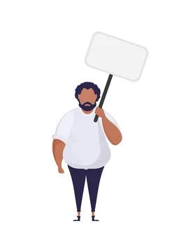 A man with an empty banner in his hands. Protest concept. Vector illustration Stock Illustration