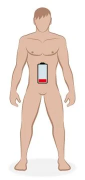 Man Empty Battery No Energy Male Body Stock Illustration