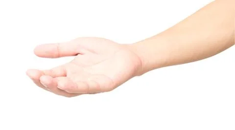 Man empty hands open on white background with clipping path Stock Photos