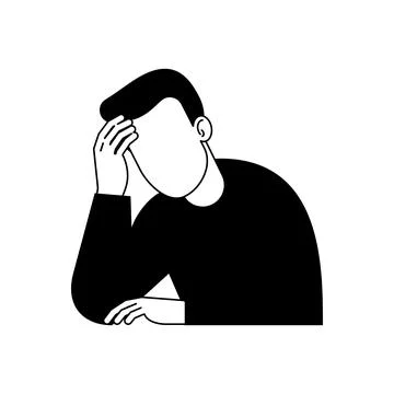 Man with an empty head symbolizing burnout, emotional exhaustion, and menta.. Stock Illustration