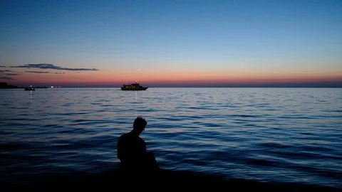 Man at the end of Molo Audaace - Trieste Stock Footage 82032668