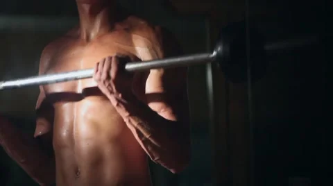 The man is engaged in in the gym Stock Footage 64221384