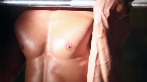 The man is engaged in in the gym Stock Footage 64221860