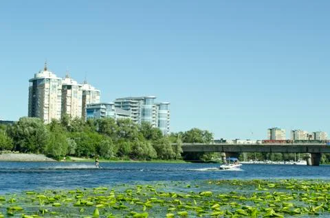 Man is engaged in wakeboarding Foto stock