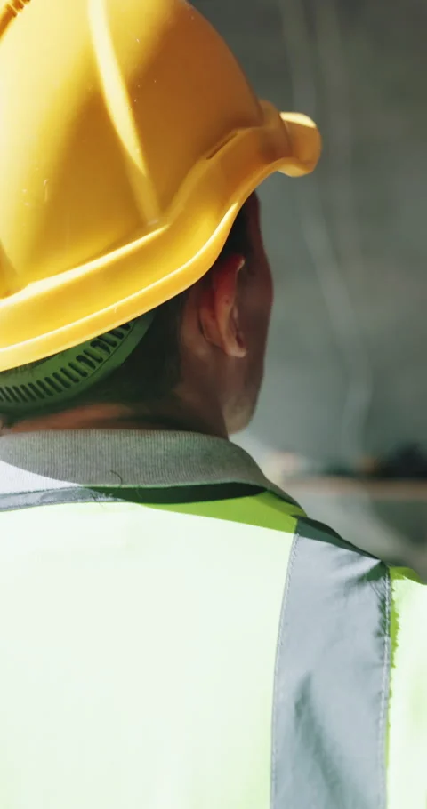 Man, engineer and walk with back for construction with inspection, check Stock Footage 331923072