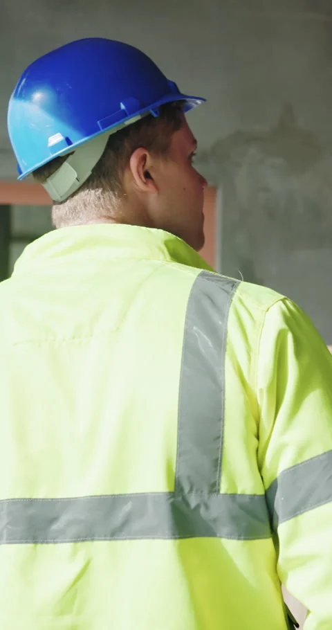 Man, engineer and walking with back for construction with inspection, progress Stock Footage 331923271