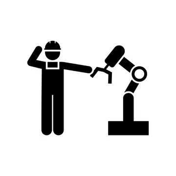 Man, engineer, industry, worker, robot icon. Element of manufacturing icon Stock Illustration