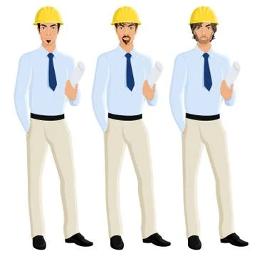 Man engineer portrait set Stock Illustration