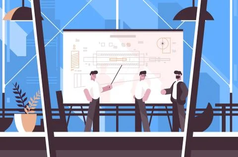 Man engineer showing on blackboard information Stock Illustration