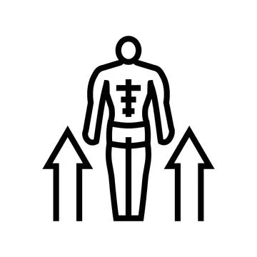 Man enhanced strength line icon vector illustration Stock Illustration
