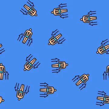 Man enhanced strength vector seamless pattern Stock Illustration
