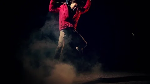 Man enjoying dancing in a hard rock with jumping Video stock 61676193