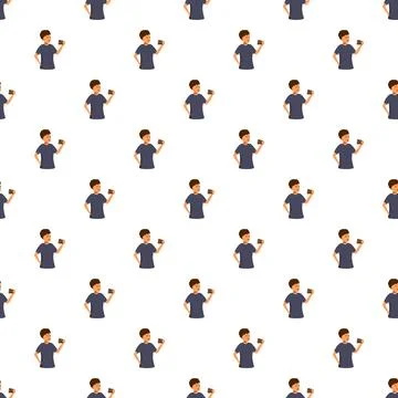 Man enjoying snack in seamless pattern background Stock Illustration