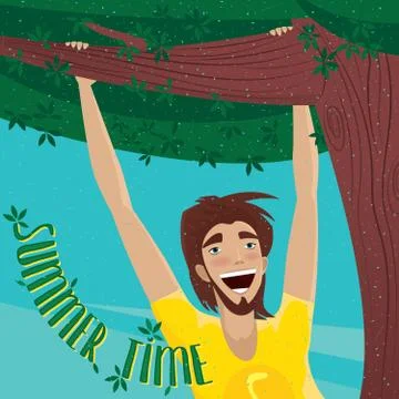 Man enjoying summer Stock Illustration