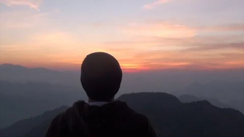 Man enjoying sunrise Stock Footage 72331992