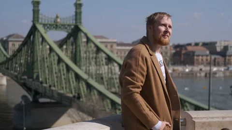 Man enjoying the view of Budapest Stock Footage 144248752