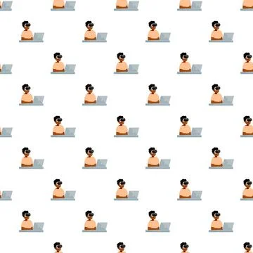 Man enjoying virtual reality using laptop pattern Stock-Illustration