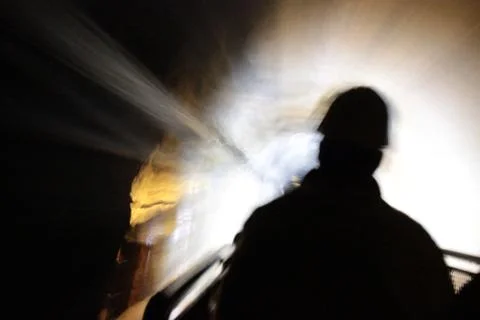Man entering in the mine Stock Photos